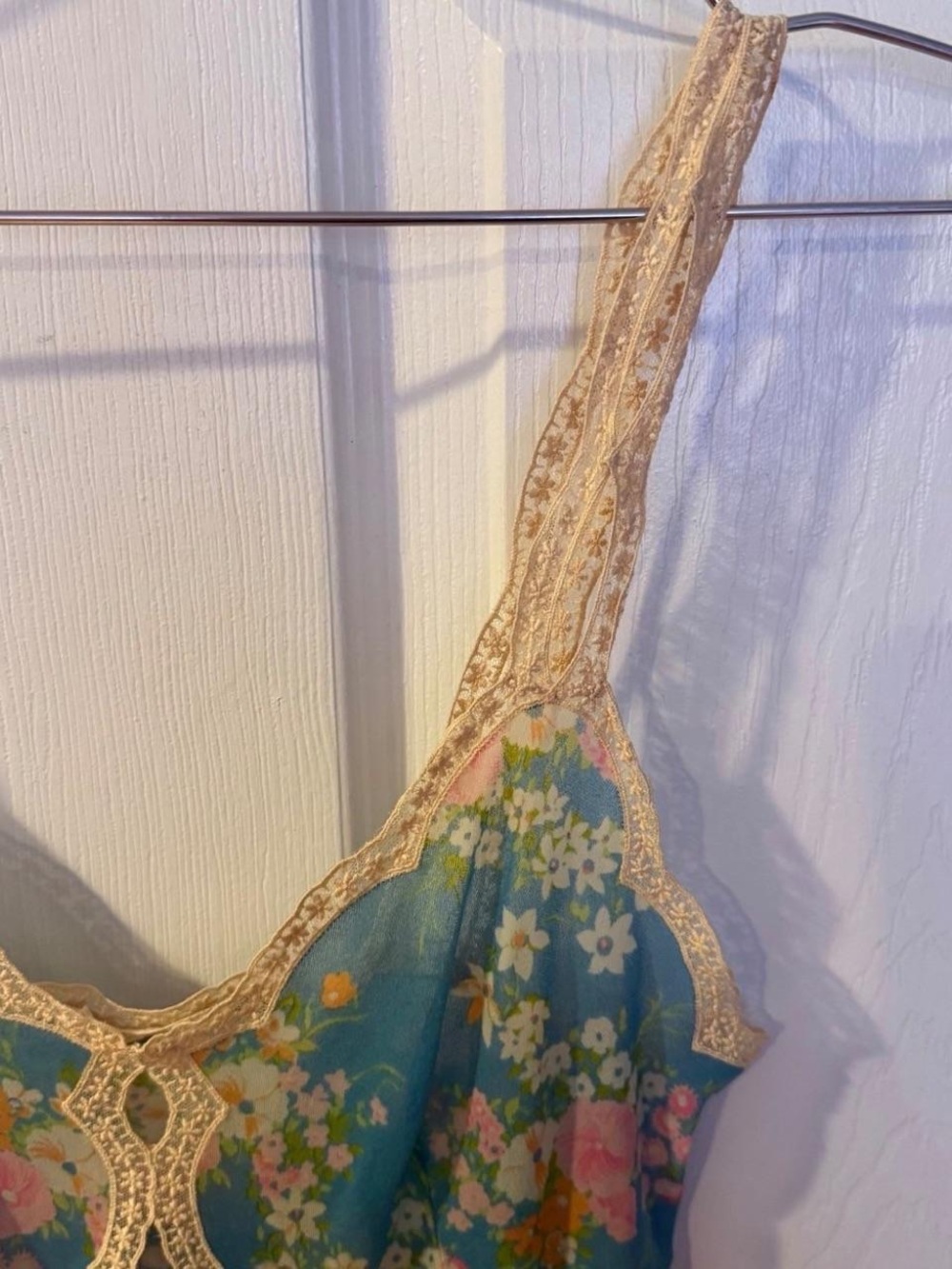 Vintage Made in Italy Montenapoleone Floral Lace Slip Dress Teal Mini Dress - Picture 3 of 8
